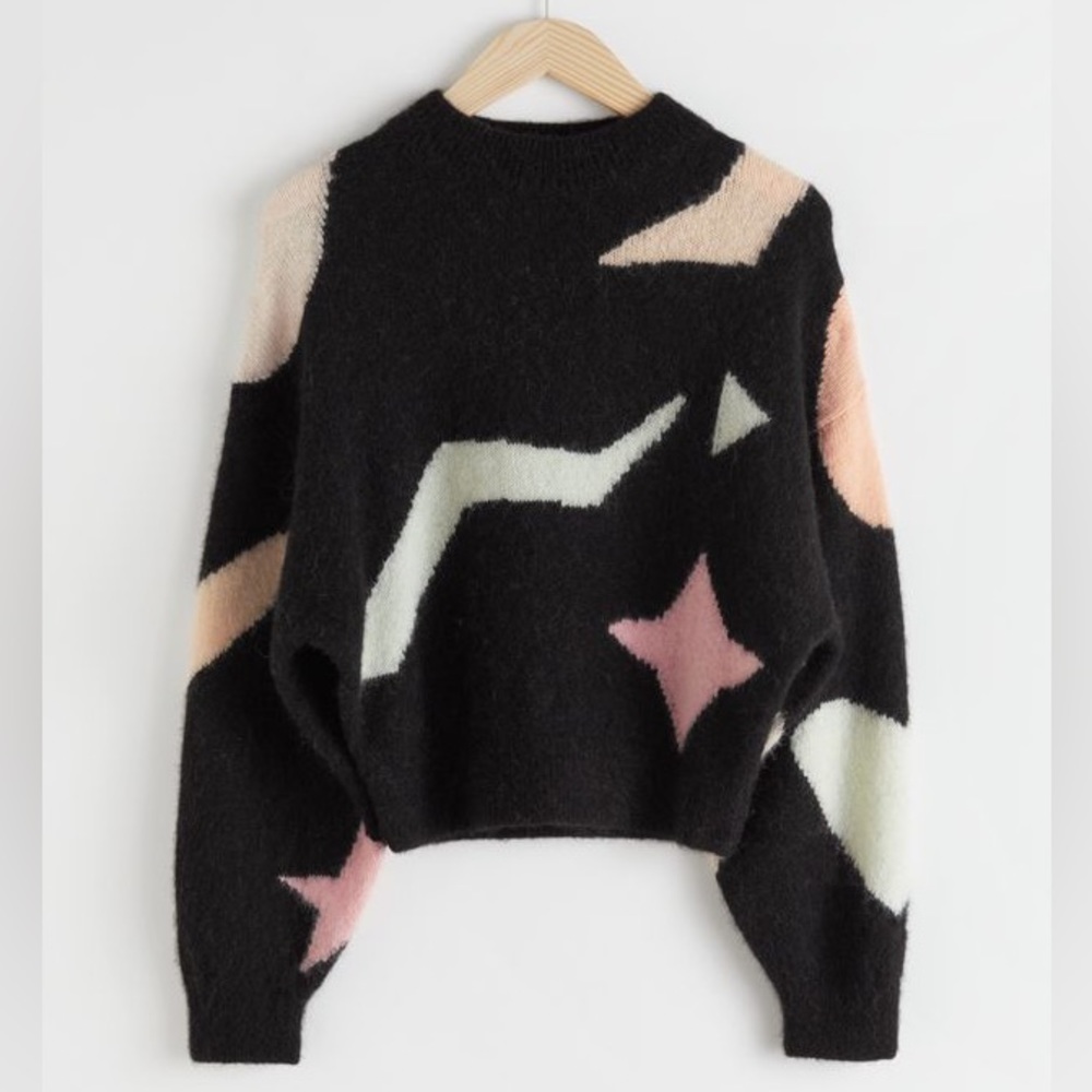 & OTHER STORIES Los Angeles Atelier Alpaca Wool Boxy Retro Graphic Sweater